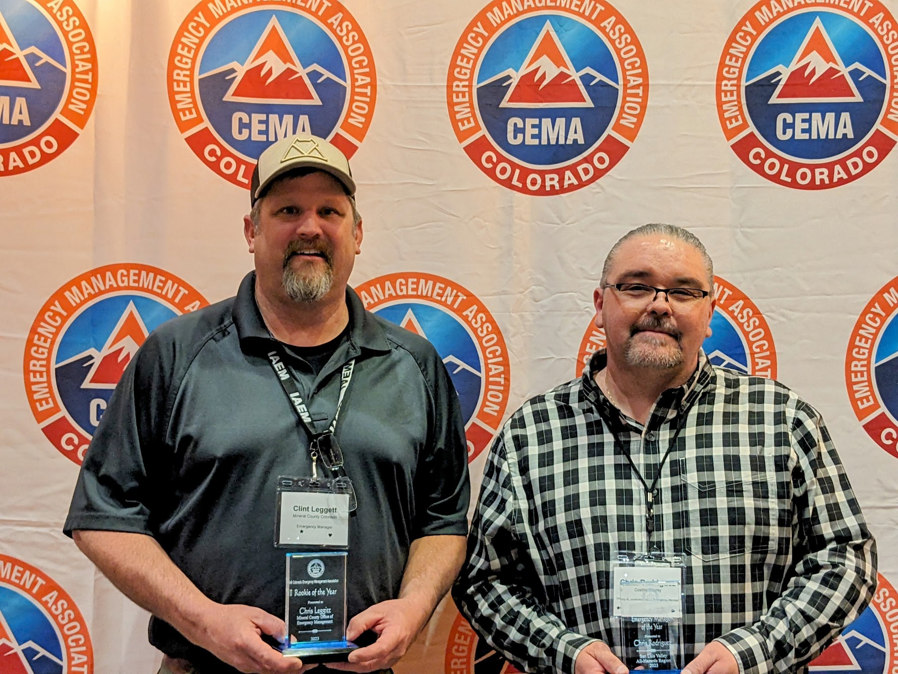 Clint Leggett (Left), Rookie of the Year & Chris Rodriguez, SLV Emergency Manager of the Year in a Historic Achievement as a Three-Time Honoree.
