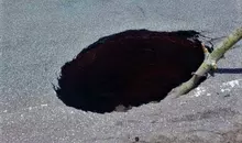 Photo of a sinkhole on Highway 17