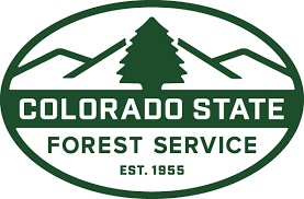 Colorado State Forest Service Logo featuring a tree and mountain inside an oval