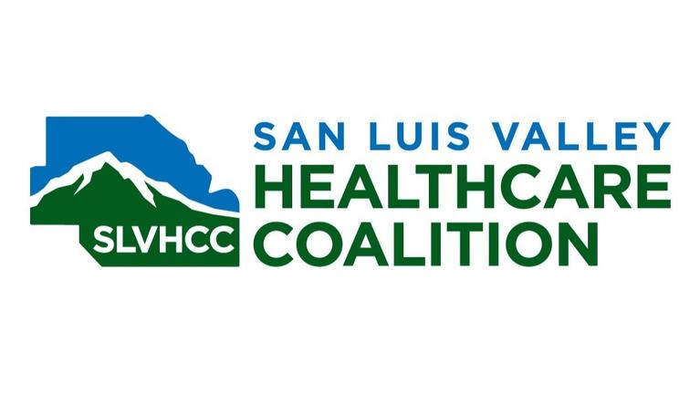 San Luis Valley Healthcare Coalition logo displaying map of the San Lis Valley with mountains
