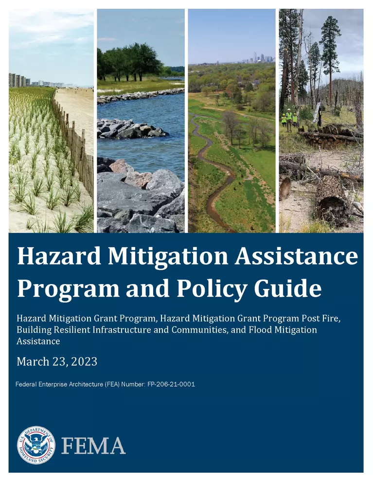 Image of the front cover of FEMA's Hazard Mitigation Assistance Program and Policy Guide
