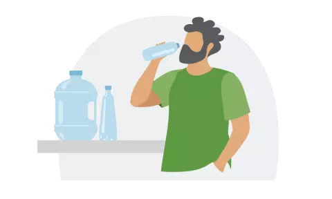 Illustration of a person drinking water from a bottle