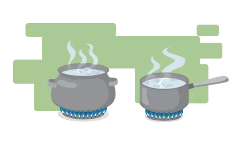 Illustration of a pot of water boiling 